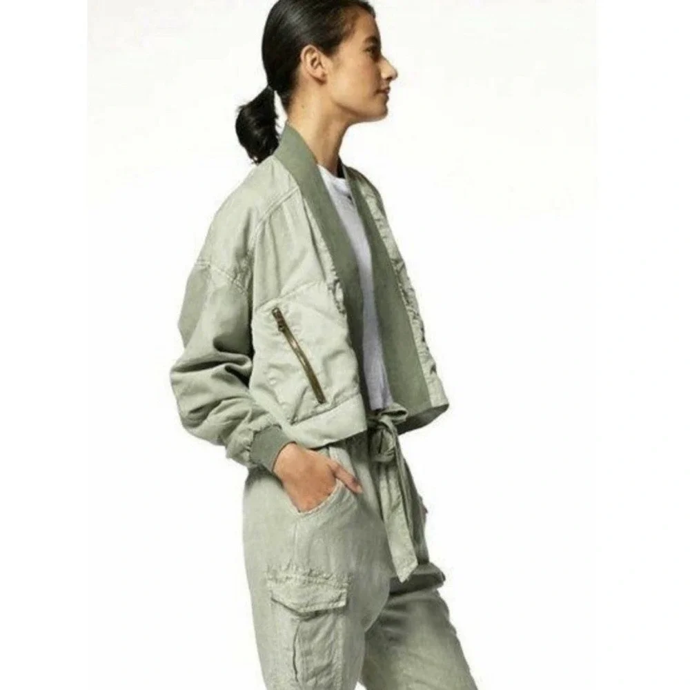 Young Fabulous & Broke Fara Convertible Cropped Utility‎ Jacket Green Size Small